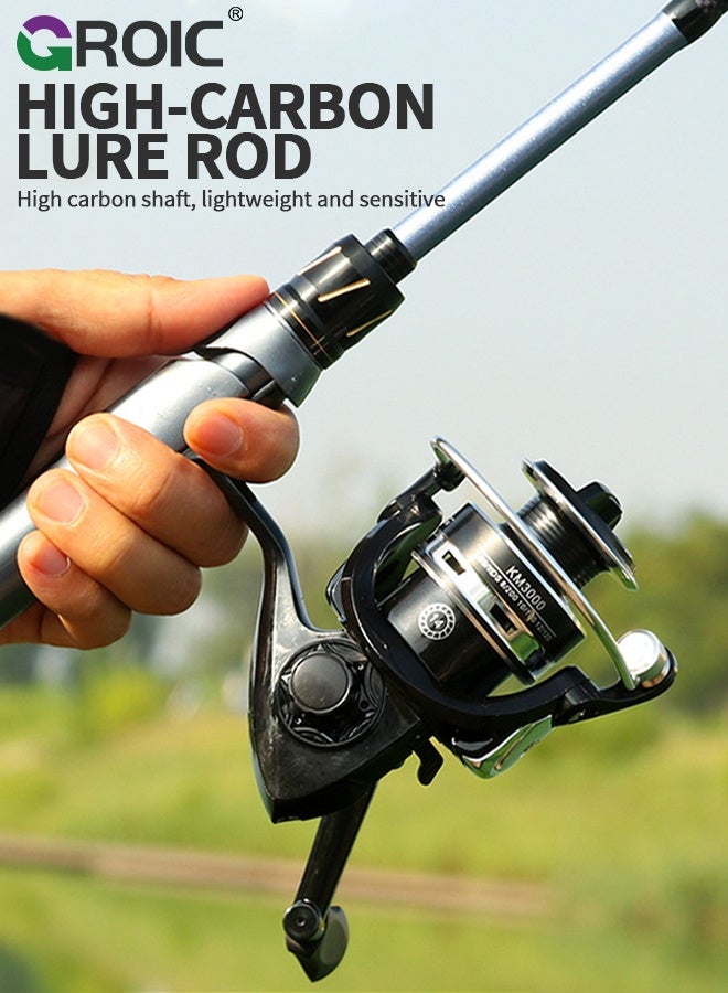 GROIC Fishing Rod, 2.1m Medium Power Fast Action Lure Rod, All-Water Versatile Fishing Pole for Beginners and Anglers, Freshwater Saltwater Compatible,Durably Sensitive, High Carbon Fiber Spinning Fishing Rods - Image 2